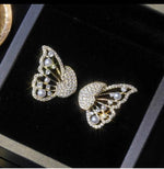 Load image into Gallery viewer, Korean Zircon And Pearl Butterfly Front Back Earrings
